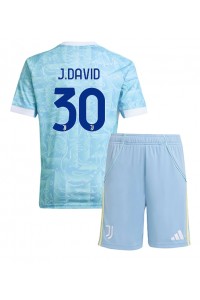 Fotbalové Dres Juventus Jonathan David #30 Dětské Venkovní Oblečení 2025-26 Krátký Rukáv (+ trenýrky)